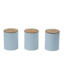 Kit 3 potes dolomita com tampa de bambu zig zag 1,2l - Oikos Kit 3 potes dolomita com tampa de bambu zig zag 1,2l - Oikos