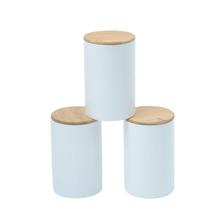 Kit 3 potes dolomita com tampa de bambu zig zag 1,5l - Oikos Kit 3 potes dolomita com tampa de bambu zig zag 1,5l - Oikos