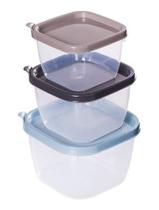 Kit 3 Potes Empilháveis P, M, G De Plástico P/ Mantimentos