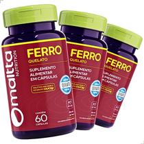 Kit 3 Potes Ferro Quelato Bisglicinato 60 Capsulas Comprimidos Suplemento Alimentar Vitamina Premium Kit 3 Potes Ferro Quelato Bisglicinato 60 Capsulas Comprimidos Suplemento Alimentar Vitamina Premium