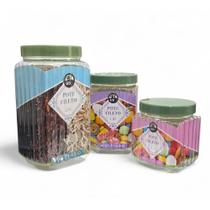 Kit 3 Potes Fileto Porta Mantimentos Doces P M G Premium