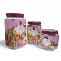 Kit 3 Potes Fileto Porta Mantimentos Doces P M G Premium