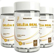 Kit 3 Potes Geleia Real Liofilizada Própolis Suplemento Alimentar Natural 180 Capsulas Pura Premium