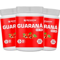 Kit 3 Potes Guaraná em Pó Suplemento Alimentar Natural Sabor 100% Puro Original Proteína Natunéctar 80g