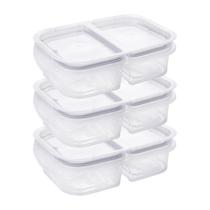 Kit 3 Potes Hermético com 2 Divisórias 500ml Porta Frios Marmita Frutas Vegetais Alimentos Petiscos BPA Free