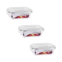 Kit 3 Potes Hermético de Vidro Retangular Freezer Micro-ondas Papinha Marmita Com Tampa Transparente 370ML Cor:Incolor Kit 3 Potes Hermético de Vidro Retangular Freezer Micro-ondas Papinha Marmita Com Tampa Transparente 370ML Cor:Incolor
