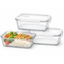 Kit 3 Potes Hermético Vidro 1 Litro 4 Travas Marmita Cozinha Kit 3 Potes Hermético Vidro 1 Litro 4 Travas Marmita Cozinha