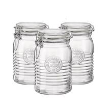 Kit 3 Potes Hermético Vidro Italiano Bormioli Officina 1L Kit 3 Potes Hermético Vidro Italiano Bormioli Officina 1L