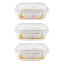 Kit 3 Potes Hermético Vidro Marmita Micro-ondas 370ml