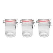 Kit 3 Potes Hermético Vidro Trava Metal 750ml Class Home
