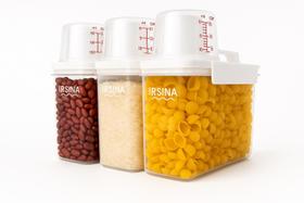 Kit 3 Potes Herméticos 1,1 L com Copo Medidor Dispenser Acrílico Transparente para Grãos e Cereal Irsina