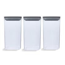 Kit 3 Potes Herméticos 1,5L cada Plasvale Plástico Porta Mantimentos Condimentos Transparente