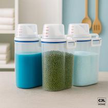 Kit 3 Potes Herméticos 2L CJL Home com Tampa Vedante e Copo Medidor Organizadores para Cozinha e Lavanderia, Cereais e Mantimentos