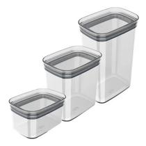 Kit 3 Potes Herméticos Block Retangulares Porta Mantimentos f6025