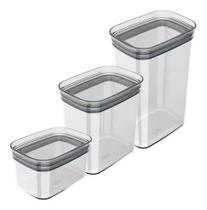 Kit 3 Potes Herméticos Block Retangulares Porta Mantimentos