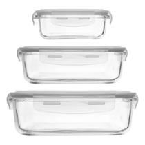 Kit 3 Potes Herméticos Borossilicato Para Alimentos Lyor 370ml 640ml e 1L Kit 3 Potes Herméticos Borossilicato Para Alimentos Lyor 370ml 640ml e 1L