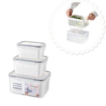 Kit 3 Potes Herméticos Com Cesto Sem Umidade