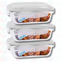 Kit 3 Potes Hermeticos com Tampa 370ML Pequeno Lanche Marmita Kit 3 Potes Hermeticos com Tampa 370ML Pequeno Lanche Marmita