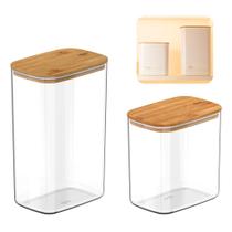 Kit 3 Potes Herméticos Com Tampa De Bambu 0,65l, E 1,5l Kit 3 Potes Herméticos Com Tampa De Bambu 0,65l, E 1,5l