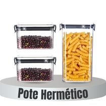 Kit 3 Potes Herméticos com Tampa Vedação Acrílico Multiuso Organização Cozinha Mantimentos