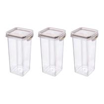 Kit 3 Potes Herméticos com Travas 1,24L Plasútil Branco Organização Modular Alimentação Resistente Kit 3 Potes Herméticos com Travas 1,24L Plasútil Branco Organização Modular Alimentação Resistente