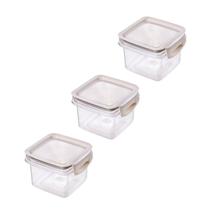 Kit 3 Potes Herméticos com Travas 380ml Plasútil Branco Compacto Empilhável Despensa Alimentos