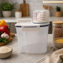 Kit 3 Potes Herméticos Dispenser com Copo Medidor Bico Dosador Cozinha Lavanderia Transparente 1,5 L
