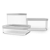 Kit 3 Potes Herméticos Empilháveis para Arroz, Feijão e Cereais Resistente e Prático p/ Cozinha