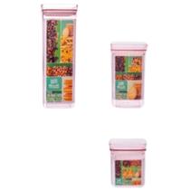 Kit 3 Potes Hermeticos Empilhavel P M G Quadrado Nilluc Kit 3 Potes Hermeticos Empilhavel P M G Quadrado Nilluc