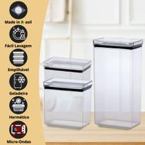Kit 3 Potes Herméticos Lumini Black ou Cristal P M G - Paramount Kit 3 Potes Herméticos Lumini Black ou Cristal P M G - Paramount