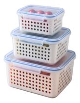 Kit 3 Potes Herméticos Mantimentos Frutas Legumes Vedação - KF IMPORT