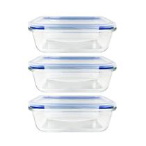 Kit 3 Potes Herméticos Marmita de Vidro 640ml Kit 3 Potes Herméticos Marmita de Vidro 640ml