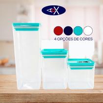 Kit 3 Potes Herméticos Organizadores de Mantimentos Cozinha Armário