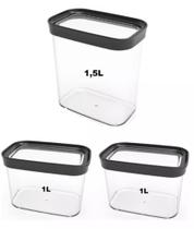 Kit 3 Potes Herméticos Para Mantimentos Cozinha