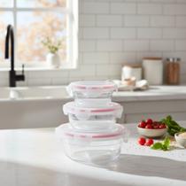 Kit 3 Potes Herméticos Plástico Redondo Multiuso 320ml 1L