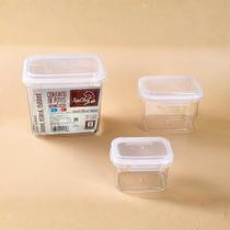 Kit 3 Potes Herméticos Plástico Tampa com Trava 300ml 600ml 1500ml Empilháveis