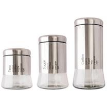 Kit 3 Potes Herméticos Porta Condimentos Vidro 750ml 1,2L 1,4L