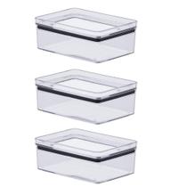 Kit 3 Potes Herméticos Porta Frios 770ml Empilháveis Kit 3 Potes Herméticos Porta Frios 770ml Empilháveis