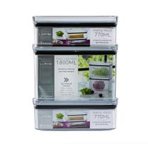 Kit 3 potes herméticos - porta tudo fresh + porta frios bpa free - organizadores de geladeira