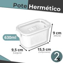 Kit 3 Potes Herméticos Slim de Acrílico 630ml Para Frutas Geladeira