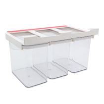 Kit 3 Potes Herméticos Suspensos 2L para Alimentos com Tampa Organizador de Plástico - Oikos