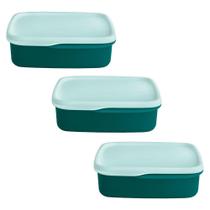 Kit 3 Potes Herméticos Tupperware Basic Line com Divisória 550ml
