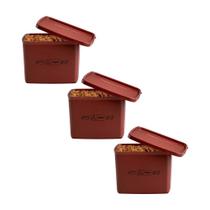 Kit 3 Potes Herméticos Tupperware Jeitoso Mix Feijão Marrom 800ml