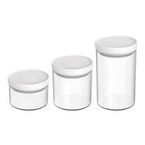Kit 3 Potes Herméticos Vidro 350ml 700ml 1 Litro 3KAM Kit 3 Potes Herméticos Vidro 350ml 700ml 1 Litro 3KAM