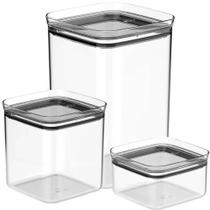 Kit 3 Potes Herméticos Vidro 3,5L 2,3L 1L Porta Mantimentos