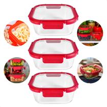 Kit 3 Potes Herméticos Vidro Borossilicato 530ml Com Tampa De Vidro Quadrado Vedação Hermética Vai Ao Forno, Microondas, Freezer E Lavalouças Kit 3 Potes Herméticos Vidro Borossilicato 530ml Com Tampa De Vidro Quadrado Vedação Hermética Vai Ao Forno, Microondas, Freezer E Lavalouças