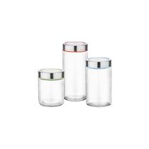 Kit 3 Potes Herméticos Vidro Tampa Aço Inox Hauskraft