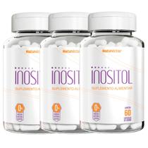 Kit 3 Potes Inositol Vitaminas Suplemento Alimentar 100% Puro Natural 180 Cápsulas Natunéctar Original - Natunectar