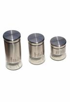 Kit 3 Potes Lata Porta Mantimentos Metal Café Açúcar e Chá