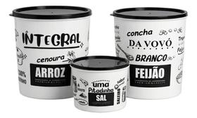 Kit 3 Potes Mantimento Arroz Feijao Saleiro Tampa Hermetica Kit 3 Potes Mantimento Arroz Feijao Saleiro Tampa Hermetica
